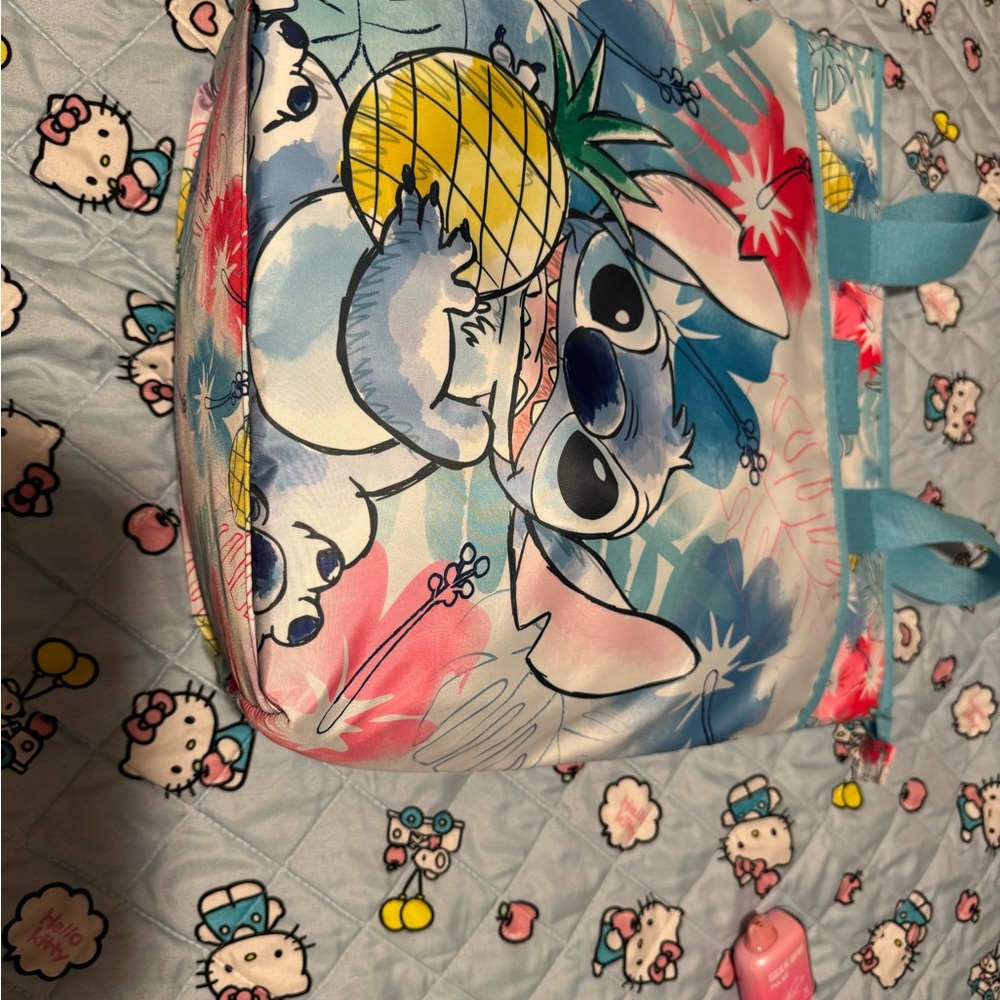 Stitch Tropical Tote Bag with Blue Handles